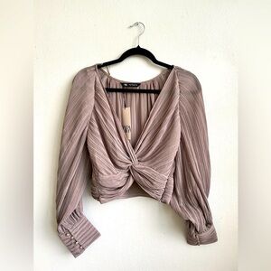 Knotted Front, Lantern Sleeve, Crop Blouse